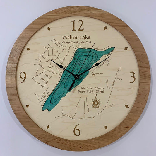 Lake Clock - Walton Lake NY Lake Map Clock