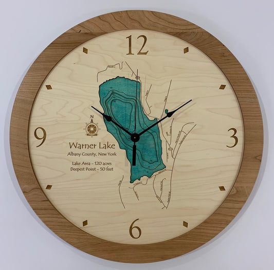 Lake Clock - Warner Lake NY Lake Map Clock