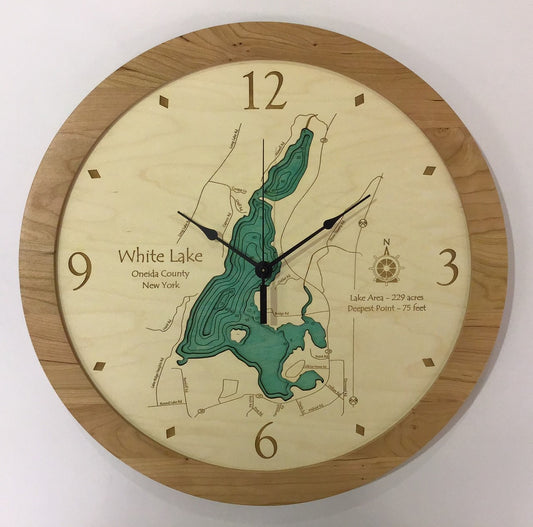 Lake Clock - White Lake NY Lake Map Clock
