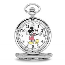 The Quality Gold Watch - Mickey Mouse Pocket Watch (XWA5723) by Quality Gold features Mickey’s arms as clock hands, an open cover, and black numbers on a white face—a charming collectors’ piece.