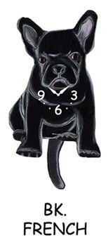 French Bulldog - Black - Wagging Tail Dog Clock
