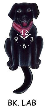 Labrador Retriever - Black - Red Scarf - Wagging Tail Dog Clock