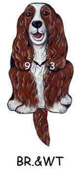 Cocker Spaniel - Brown & White - Wagging Tail Dog Clock