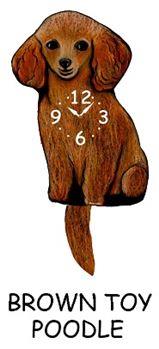Poodle - Toy Brown - Wagging Tail Dog Clock