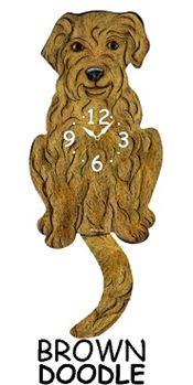 Doodle - Brown - Wagging Tail Dog Clock