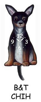Chihuahua - Black & Tan - Wagging Tail Dog Clock