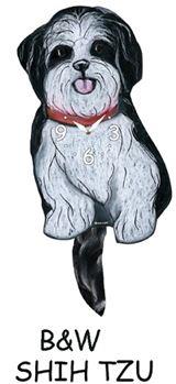 Shih Tzu - Black / White - Wagging Tail Dog Clock