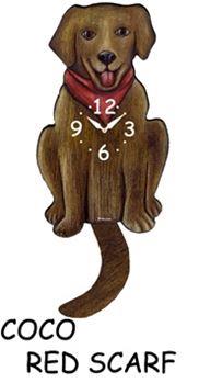 Labrador Retriever - Coco - Red Scarf - Wagging Tail Dog Clock