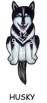 Husky - Wagging Tail Dog Clock