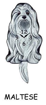 Maltese - Wagging Tail Dog Clock