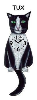 Cat - Tux Cat - Wagging Tail Clock