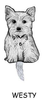 Westie - West Highland White Terrier - Wagging Tail Dog Clock