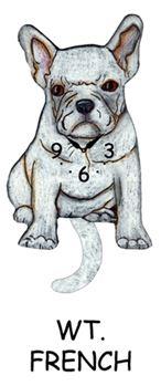 French Bulldog - White - Wagging Tail Dog Clock
