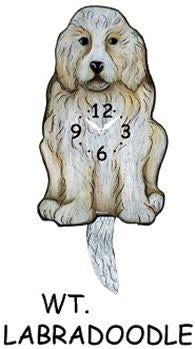 Labradoodle - White -  Wagging Tail Dog Clock