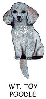 Poodle - Toy White - Wagging Tail Dog Clock