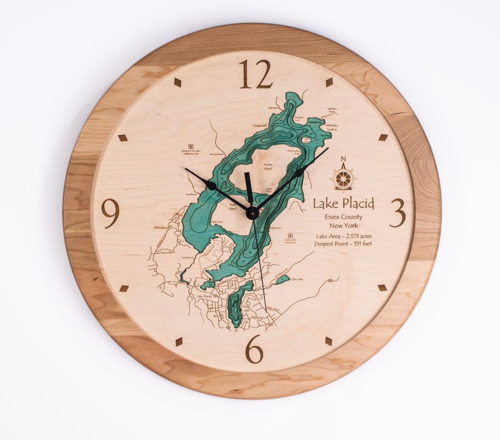 Lake Placid Adirondacks Custom Wooden Lake Clock New York - Time Square ...